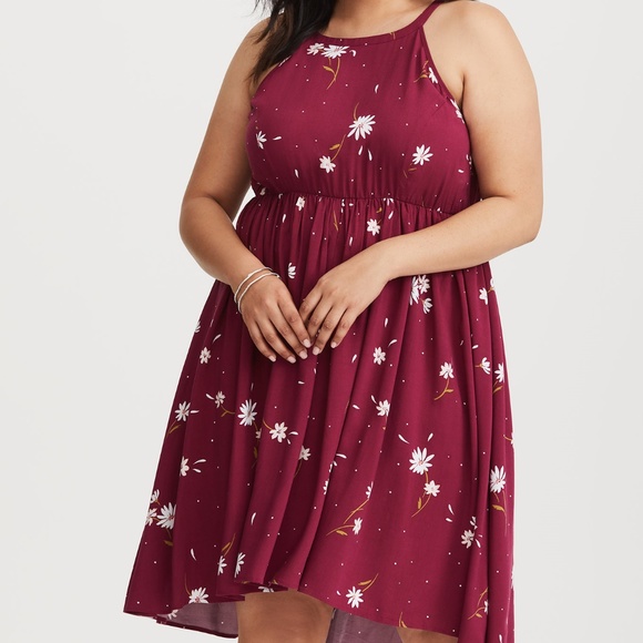 torrid | Dresses | Torrid Merlot Floral High Neck Challis Dress | Poshmark